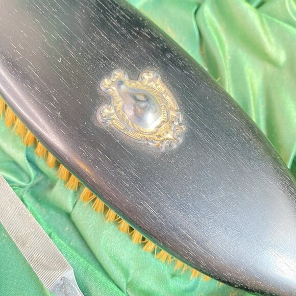 Antique Victorian Era Vanity Ebony and Silver Dresser In Leather Box - Picture 10 of 16